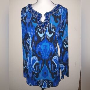 Bob Mackie Blue Bedazzled Wearable Art 🎨 Women's Top SZXL 16+